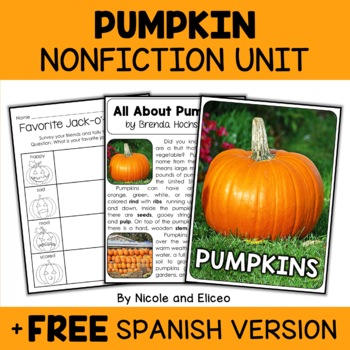 Preview of Pumpkin Activities Nonfiction Unit + FREE Spanish