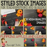 Pumpkins, Apples, and Leaves Styled Stock Photos - Product