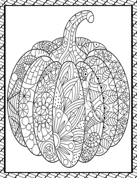 Pumpkins Autumn Zentangle Coloring Pages | Fall Zentangles | Coloring ...