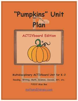 Preview of "Pumpkins" Common Core Aligned Math and Literacy Unit - ACTIVboard EDITION