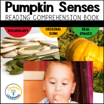 Preview of Pumpkin Science Five Senses Reading Comprehension Book and Worksheets