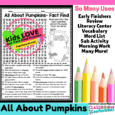 Pumpkins: All About Pumpkins Reading and Word Search Activity