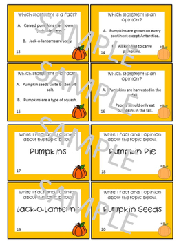 Pumpkins Fact and Opinion Task Cards by TNBCreations | TpT