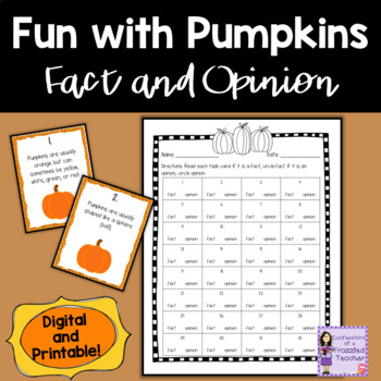 Pumpkins Fact and Opinion Task Cards