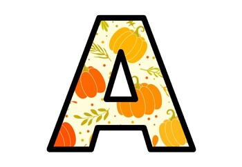 Preview of Pumpkins, Fall, Autumn, Bulletin Board Letters, Alphabet Posters Classroom Decor