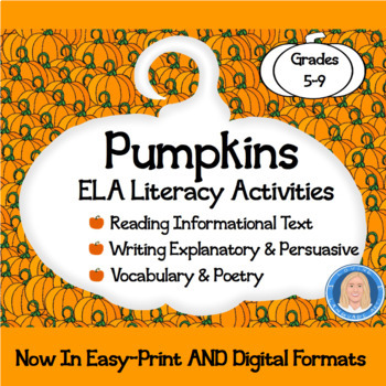 Preview of All About Pumpkins Literacy Activities: Reading, Writing, Vocabulary, Poetry