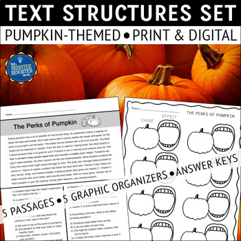 Preview of Pumpkins Nonfiction Text Structures Reading Passages and Graphic Organizers