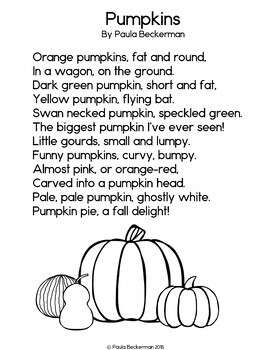 Pumpkins Poem and Book by Paula's Primary Classroom | TpT