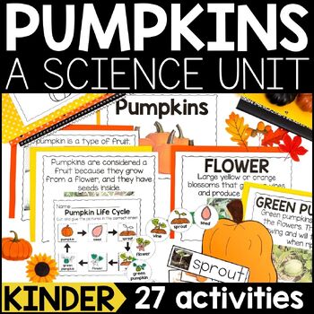 Preview of Pumpkin Science Unit: Parts of a Pumpkin Labeling- Life Cycle of a Pumpkin Craft