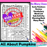 Pumpkins Word Search Activity : Early Finishers : Morning 
