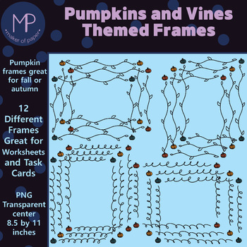 Preview of Pumpkins and Vines Frames for Task Cards & Worksheets