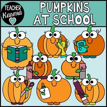 Preview of Pumpkins at School Clipart for Fall, Halloween & Thanksgiving