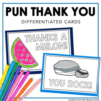 Preview of Pun Thank You Cards | Differentiated Writing for Special Education
