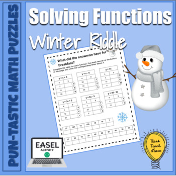 Preview of Pun-tastic Math Problems: Algebra Solving Functions Winter Riddle Worksheet