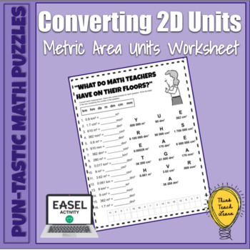 Preview of Pun-tastic Math Problems: Converting Area Units Worksheet