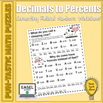 Preview of Pun-tastic Math Problems: Converting Decimals to Percents