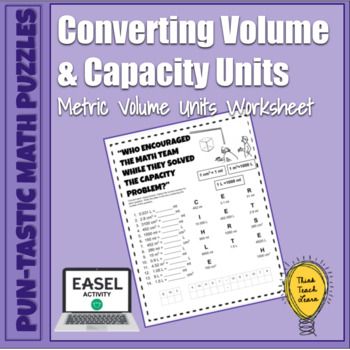 Preview of Pun-tastic Math Problems: Converting Volume & Capacity Units