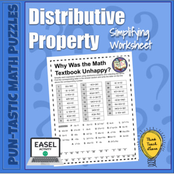 Preview of Pun-tastic Math Problems: Distributive Property Worksheet