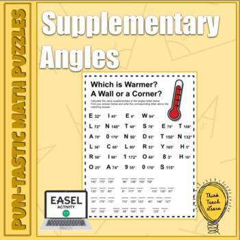 Preview of Pun-tastic Math Problems: Supplementary Angles Riddle Worksheet