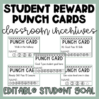 Preview of Punch Card Incentives Tracker | Academic Goals | Behavior Goals | Editable Goals