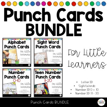 Preview of Punch Cards BUNDLE Letter ID Number ID | Sight High Frequency Words Fine Motor