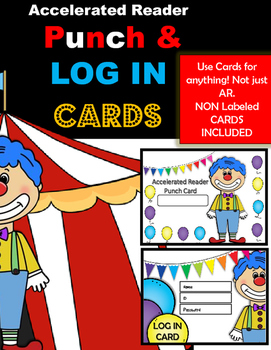 Preview of AR Punch & LOG IN CARDS~ Circus Theme (non labeled cards included!)