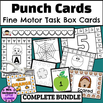 Preview of Punch Cards Fine Motor Activities COMPLETE BUNDLE