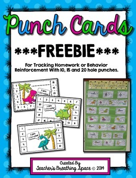 Preview of Punch Cards for Homework  |  Behavior Reinforcement & Rewards FREEBIE