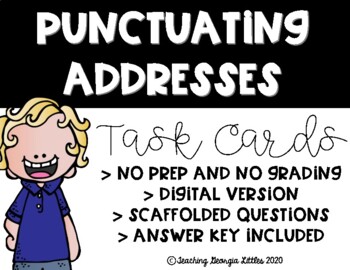 Preview of Distance Learning Punctuating Addresses Task Cards (Digital and Print)