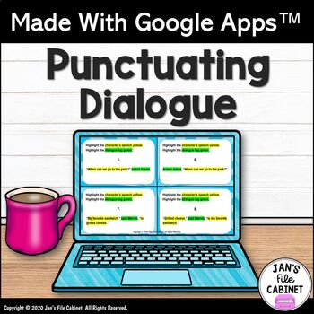 Preview of Punctuating Dialogue Lesson and Practice GRADES 4-6 Interactive Google Apps