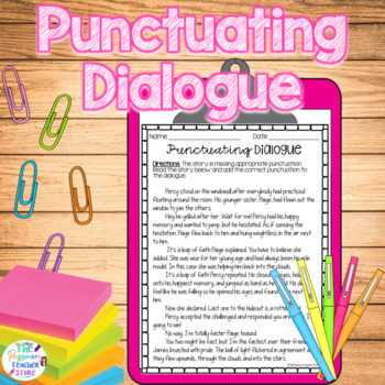 Preview of Punctuating Dialogue Worksheet l Adding Punctuation to Dialogue