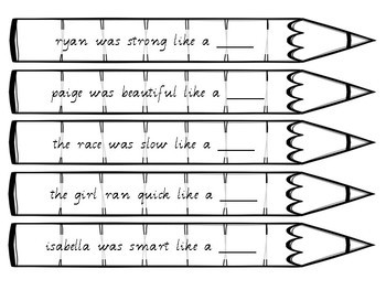 Punctuating Pencils 9- 60 x Finish the Simile by Teaching in QLD