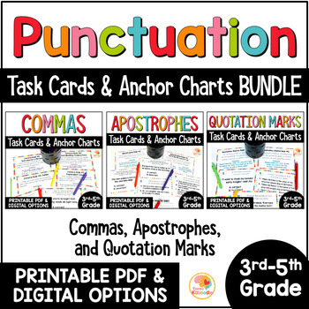 Punctuation Practice Worksheets Comma Apostrophe Quotation Mark Task Cards