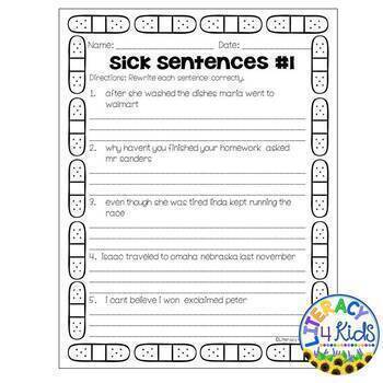 Sentence Editing Worksheets by Literacy 4 Kids | TpT