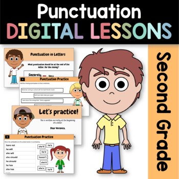 Preview of Punctuation 2nd Grade Interactive Google Slides | Daily Grammar Practice