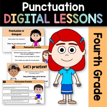 Preview of Punctuation 4th Grade Interactive Google Slides | Daily Grammar Practice