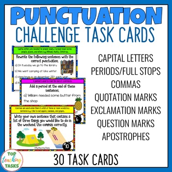 Preview of Punctuation Task Card Challenges