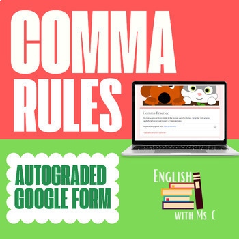 Preview of Punctuation: Commas: Distance Learning : Online QUIZ/practice worksheet