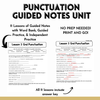 Preview of Punctuation Guided Notes Unit