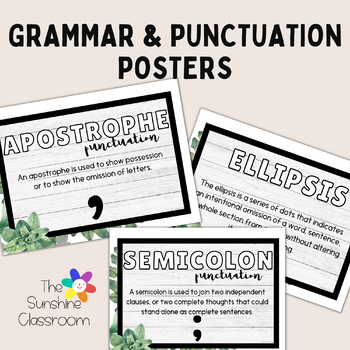 Preview of Punctuation Literary Devices Language Posters English Grammar Shiplap Foliage