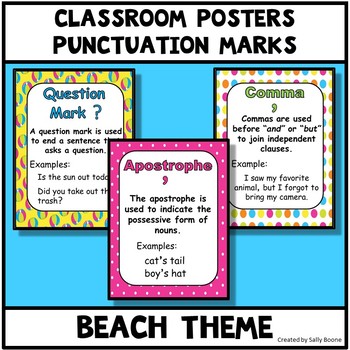 Preview of Punctuation Marks Posters - Beach Theme