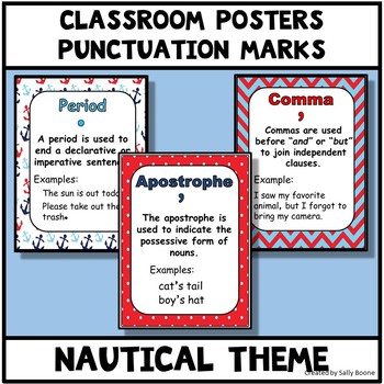 Preview of Punctuation Marks Posters - Nautical Theme