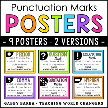 Punctuation Marks 6 Poster Set Educational Language Arts Classroom POSTERS 