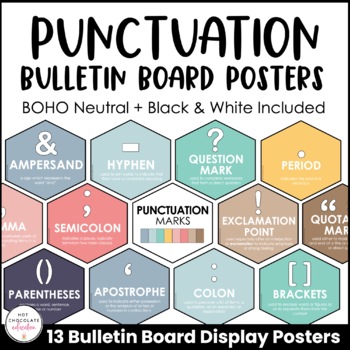 Preview of Punctuation Marks Posters: Visual Aid - Bulletin Board Classroom Decor - NEUTRAL