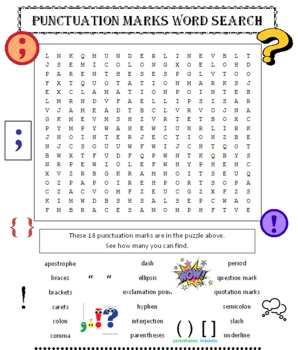 Results for punctuatiin mark puzzle TPT