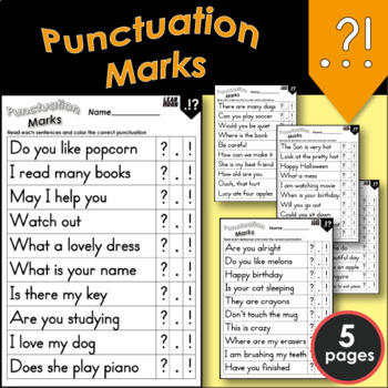 Punctuation Marks_Worksheets by Leah Moon | TPT