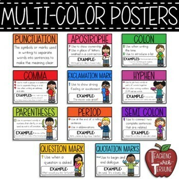 Punctuation Full Page Posters - Classroom Punctuation Mark Poster Set