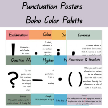 Preview of Punctuation Posters | Boho Color Palette