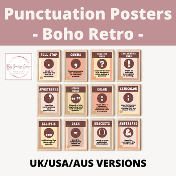 Preview of Punctuation Posters | Boho Retro Theme