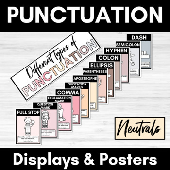 Preview of Punctuation Posters NEUTRAL COLOURS - Neutral Classroom Decor - Literacy Display